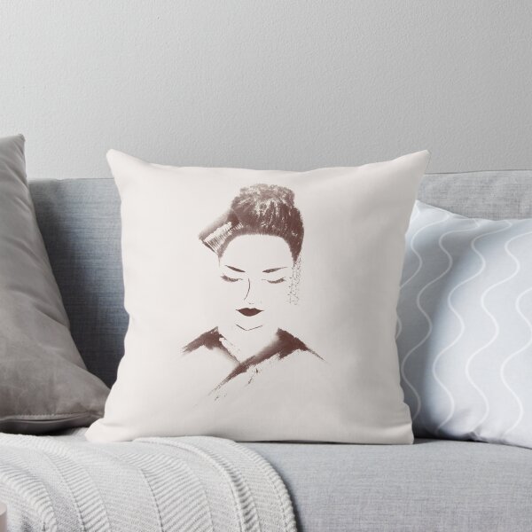 Item preview, Portrait of a Japanese woman geisha maiko face Zen illustration artwork art print designed and sold by AwenArtPrints.