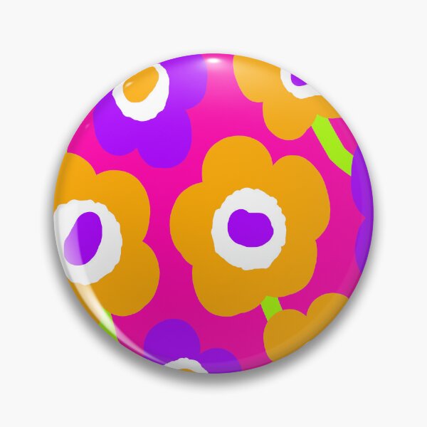 Item preview, Iconic Vivid Retro Flowers in Neon Fuchsia, Orange and Purple designed and sold by Deutschic.