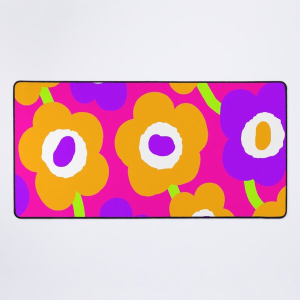 Item preview, Iconic Vivid Retro Flowers in Neon Fuchsia, Orange and Purple designed and sold by Deutschic.