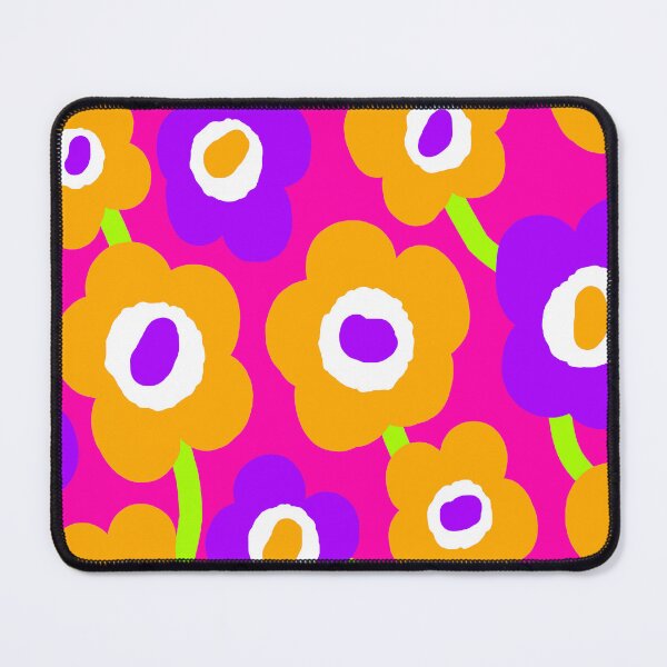 Item preview, Iconic Vivid Retro Flowers in Neon Fuchsia, Orange and Purple designed and sold by Deutschic.
