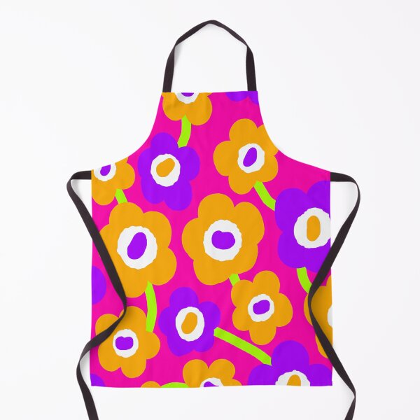 Item preview, Iconic Vivid Retro Flowers in Neon Fuchsia, Orange and Purple designed and sold by Deutschic.