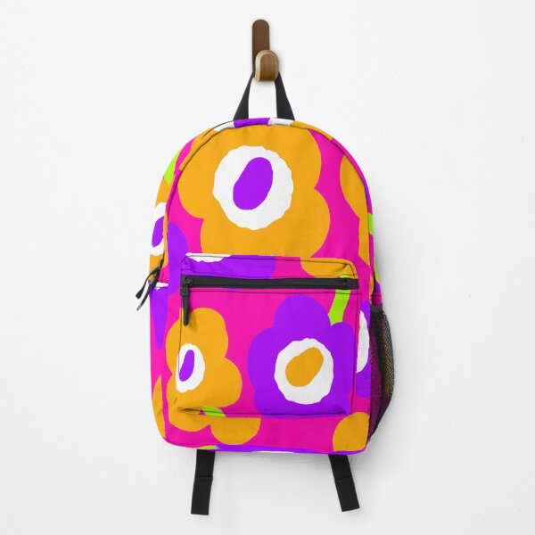Item preview, Iconic Vivid Retro Flowers in Neon Fuchsia, Orange and Purple designed and sold by Deutschic.