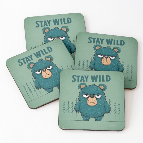 Item preview, A grumpy cartoon bear  - Stay wild designed and sold by 123ks.