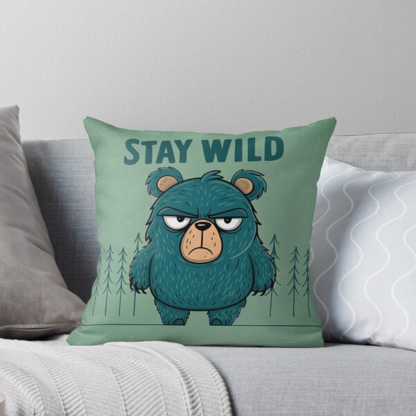 Item preview, A grumpy cartoon bear  - Stay wild designed and sold by 123ks.
