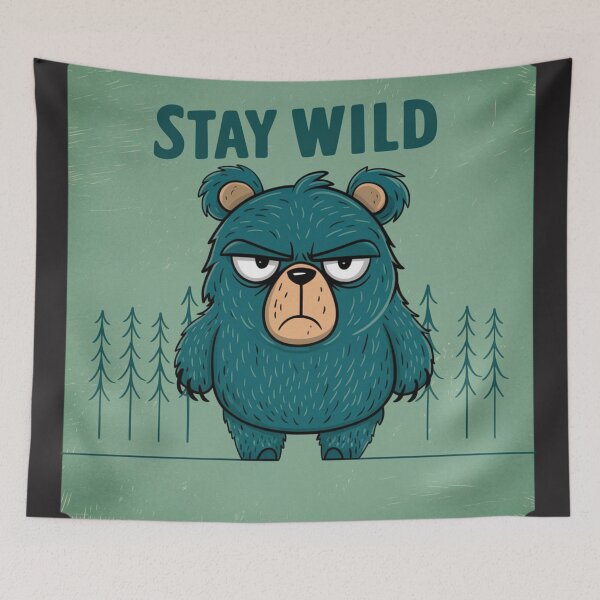Item preview, A grumpy cartoon bear  - Stay wild designed and sold by 123ks.