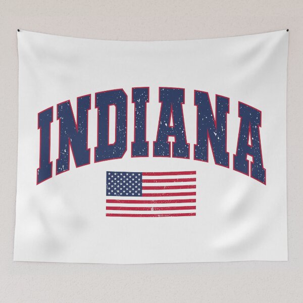 Aperçu de l'œuvre T-shirt vintage avec drapeau des États-Unis de l'Indiana, cadeau de voyage rétro de l'Indiana, t-shirt patriotique des États-Unis de l'Indiana, idée cadeau du 4 juillet et de Noël, cadeau pour les mamans et les grands-mères, cadeau patriotique pour elle, créée et vendue par Noe Mill.