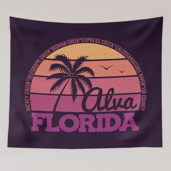 Item preview, Alva Florida Sunset Retro Vintage Local Pride Logo designed and sold by CRHPOD20.