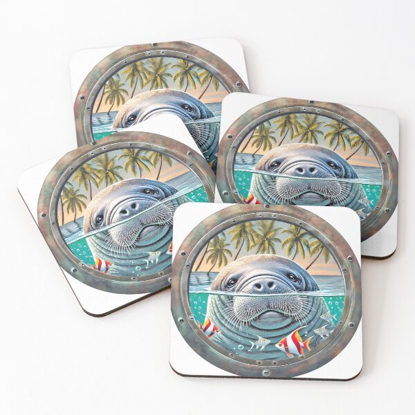 Item preview, Manatee Tropical Porthole Scene designed and sold by candiscamera.