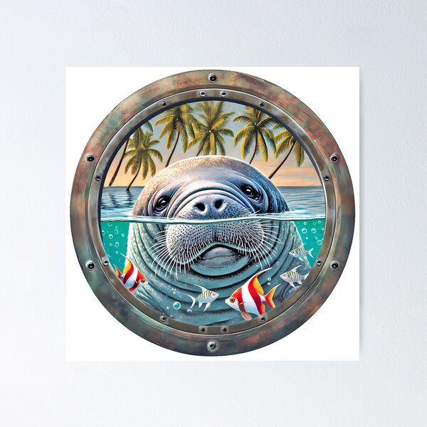 Item preview, Manatee Tropical Porthole Scene designed and sold by candiscamera.