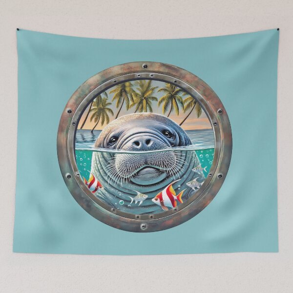 Item preview, Manatee Tropical Porthole Scene designed and sold by candiscamera.