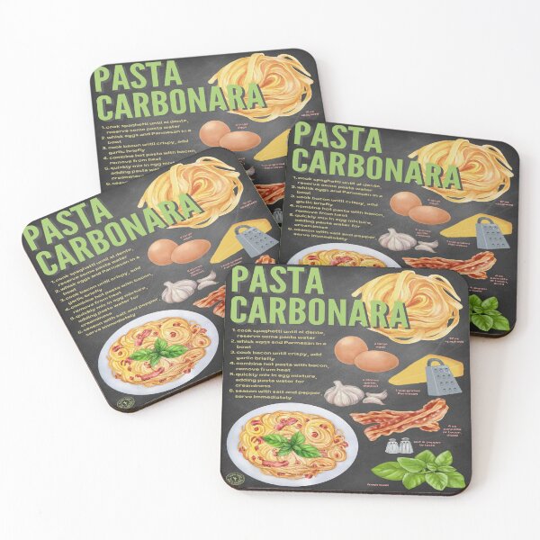 Item preview, Pasta Carbonara Recipe Print – Authentic Italian Kitchen Art designed and sold by TuncGK.