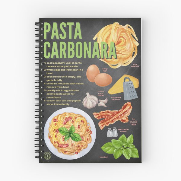 Item preview, Pasta Carbonara Recipe Print – Authentic Italian Kitchen Art designed and sold by TuncGK.