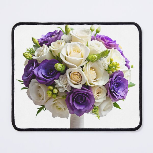 Item preview, beautiful white and purple roses wedding bouquet designed and sold by DuskTillDown.