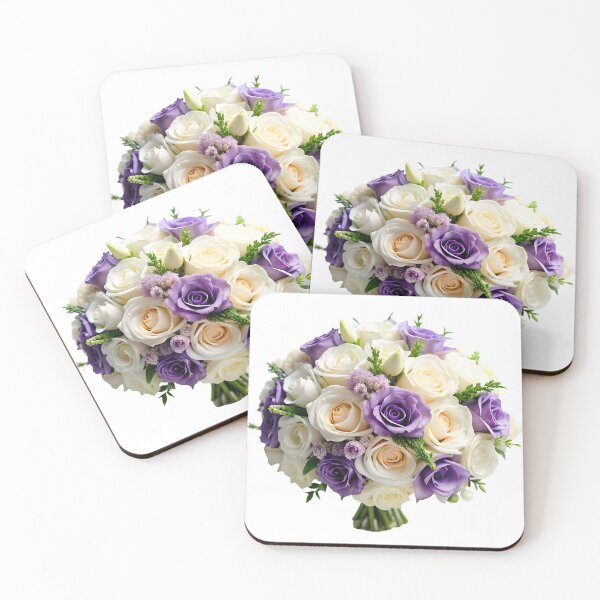 Item preview, beautiful white and purple roses wedding bouquet designed and sold by DuskTillDown.