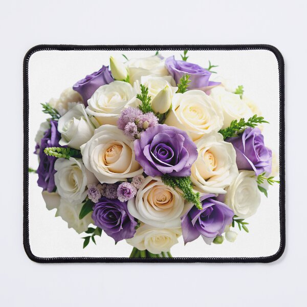 Item preview, beautiful white and purple roses wedding bouquet designed and sold by DuskTillDown.