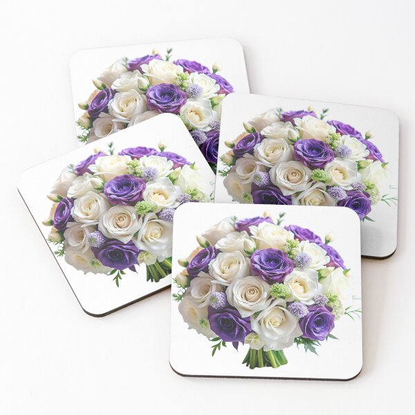 Item preview, beautiful white and purple roses wedding bouquet designed and sold by DuskTillDown.