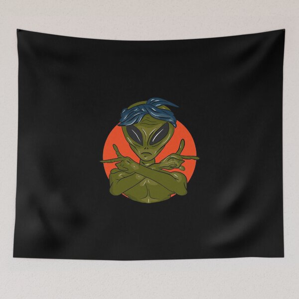 Item preview, Alien with headscarf on orange background designed and sold by Joncasmiart.
