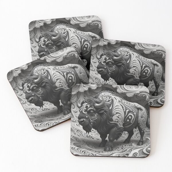 Item preview, Intricate Buffalo Design in Monochrome designed and sold by Harmonic_Layers.