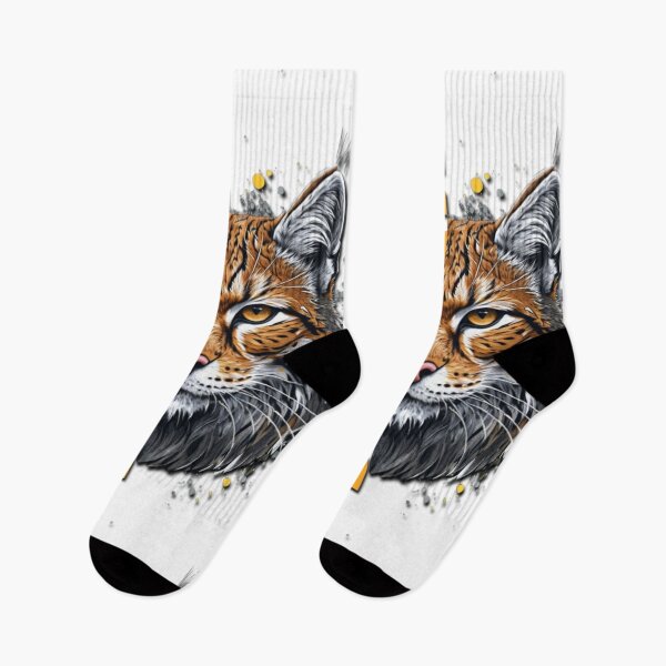 Item preview, Lynx Face Split Design with "DANGER" Text – Wild Animal Art designed and sold by MaciejCraft.