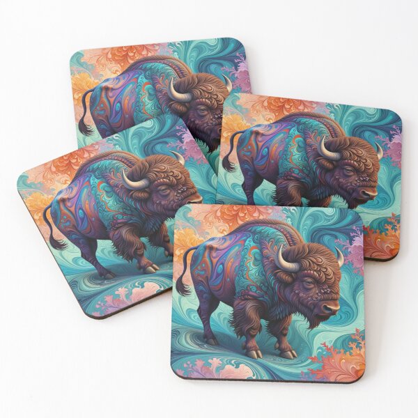 Item preview, Vibrant Bison with Decorative Details designed and sold by Harmonic_Layers.