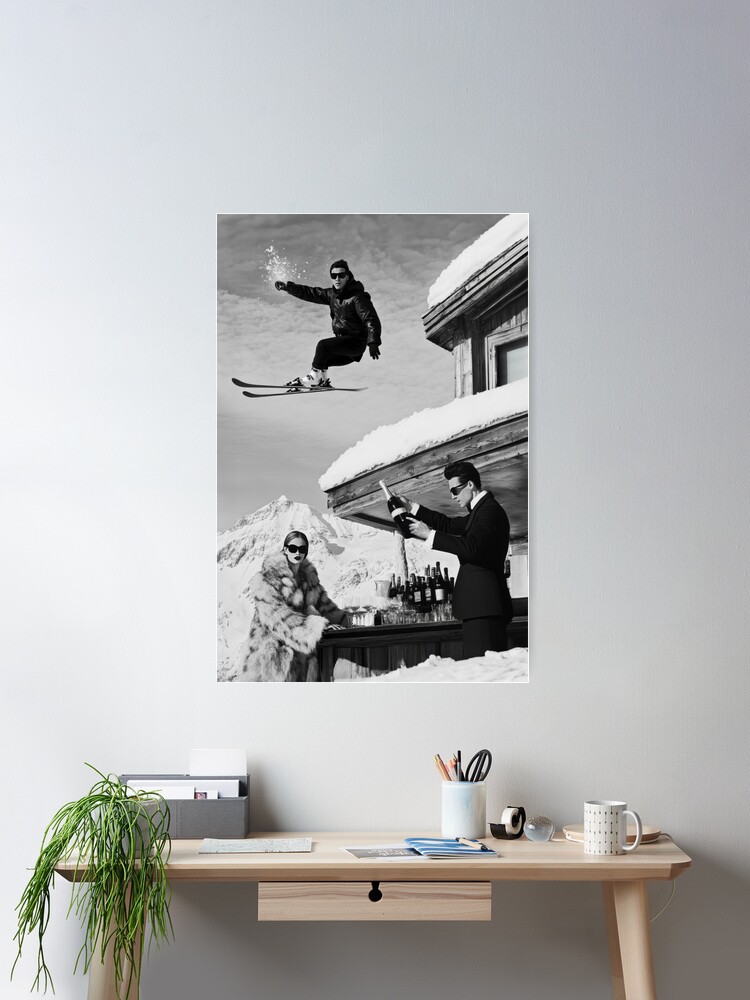 Black and White Apres Ski Poster