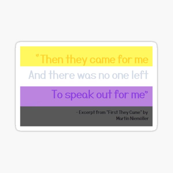 Artikel-Vorschau von "First They Came" Gedicht Nichtbinäre Flagge, designt und verkauft von bi-gendered.