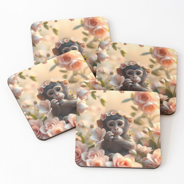 Item preview, “Blossoms and Baby Monkey” designed and sold by PresciousPrintz.