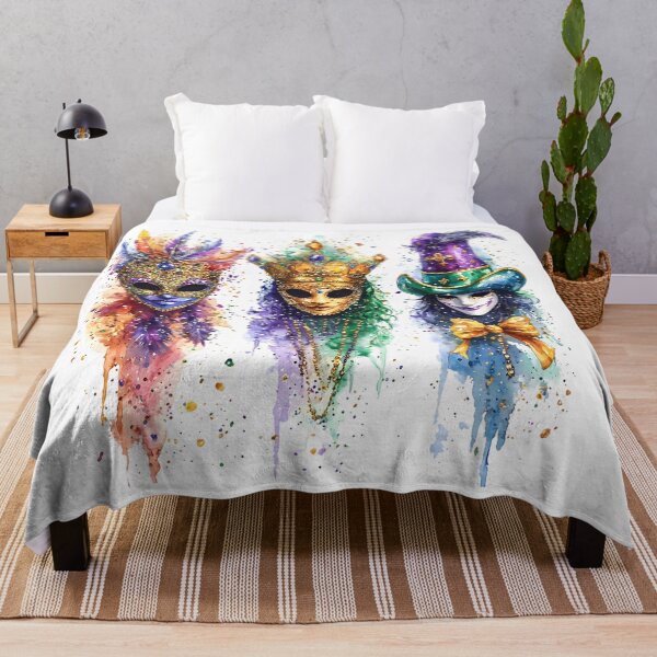 Item preview, Mardi Gras Fantasy Realism Mask Clipart – Vibrant Gold & Purple Watercolor Art designed and sold by AnnDesignStudio.