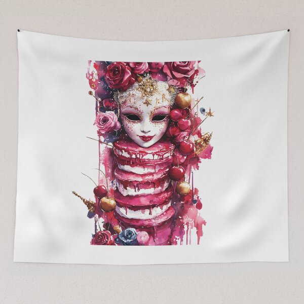 Item preview, Mardi Gras Venetian Mask Watercolor Cake – Vibrant Festive Art designed and sold by AnnDesignStudio.