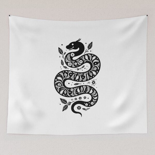 Item preview, Mystical Floral Snake – Boho Folk Art Design designed and sold by SlocifieShop.