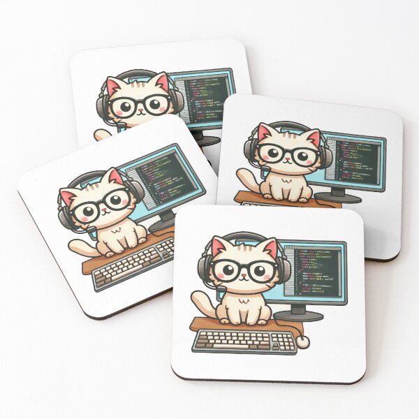 Item preview, Programming Cat with Headset designed and sold by CreateRabbits.
