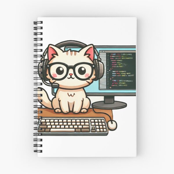 Item preview, Programming Cat with Headset designed and sold by CreateRabbits.