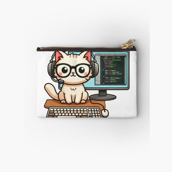 Item preview, Programming Cat with Headset designed and sold by CreateRabbits.