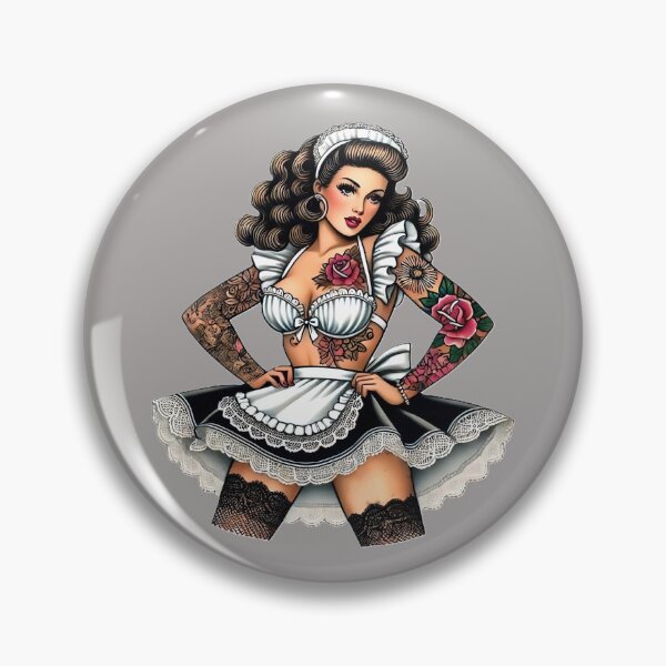 Item preview, Tattooed French Maid Pin-up designed and sold by PinUpPizzazz.