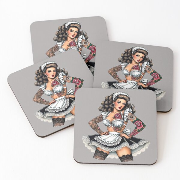 Item preview, Tattooed French Maid Pin-up designed and sold by PinUpPizzazz.