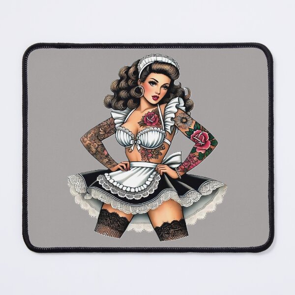 Item preview, Tattooed French Maid Pin-up designed and sold by PinUpPizzazz.
