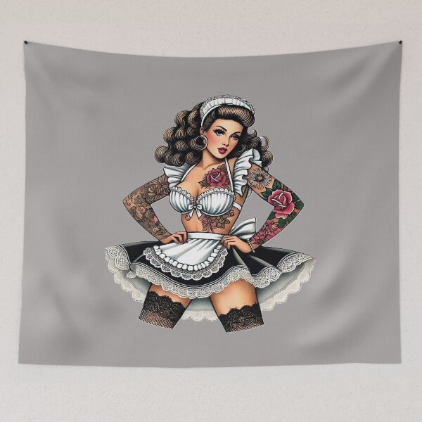 Item preview, Tattooed French Maid Pin-up designed and sold by PinUpPizzazz.