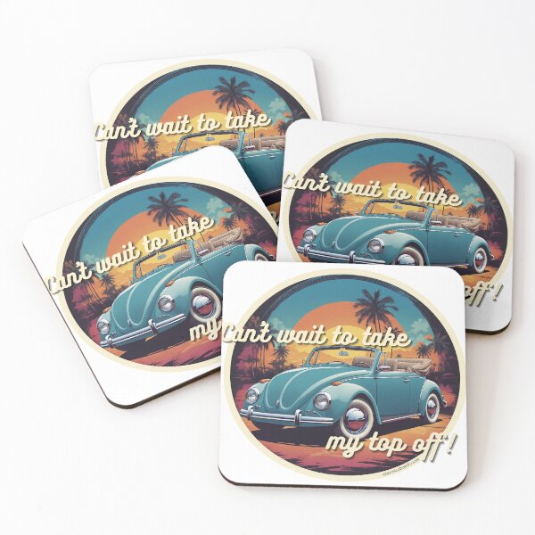 Item preview, Can't Wait To Take My Top Off! - Fun Classic Blue Convertible Car designed and sold by Whimsical Mirth.