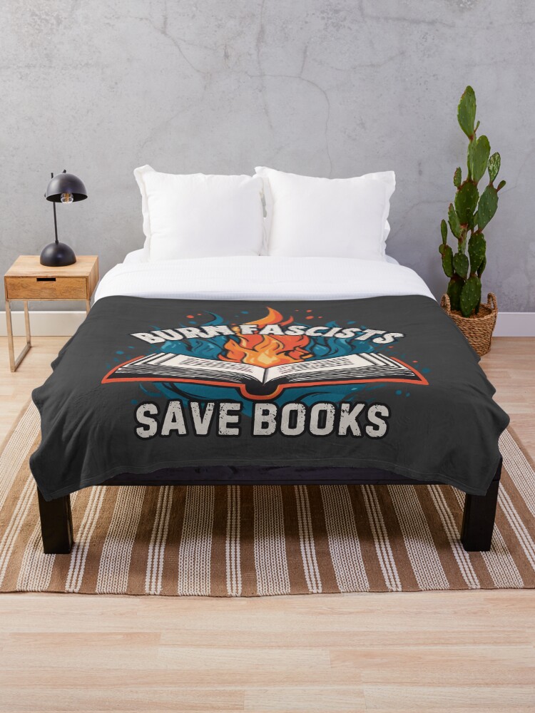 Thumbnail 1 of 6, Throw Blanket, Burn Fascists Save Books designed and sold by R-Threads.