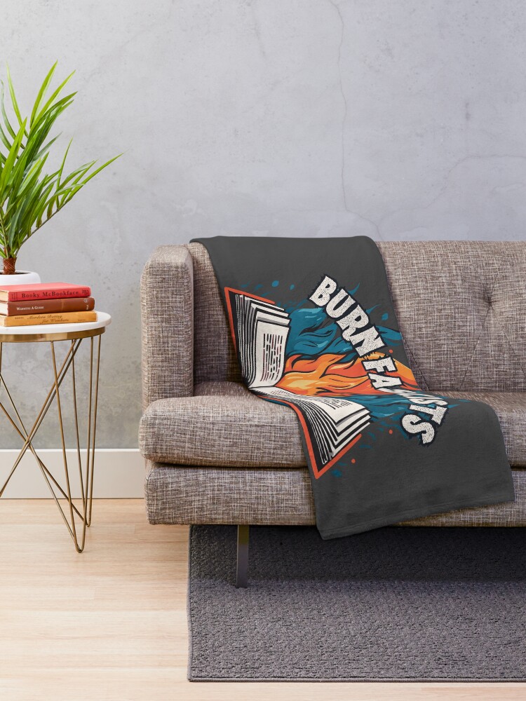 Thumbnail 2 of 6, Throw Blanket, Burn Fascists Save Books designed and sold by R-Threads.
