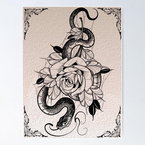 Item preview, Snake and rose designed and sold by 7Delamancha.