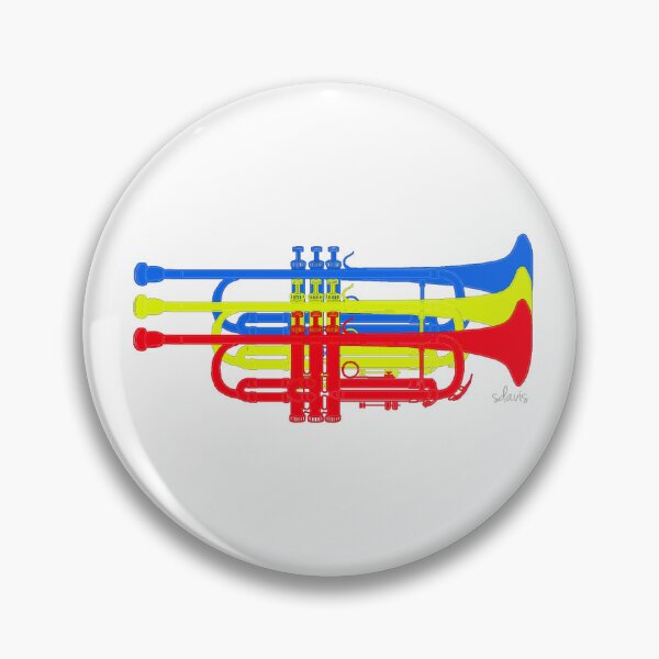 Item preview, Three Trumpets blue yellow red designed and sold by mandalafractal.