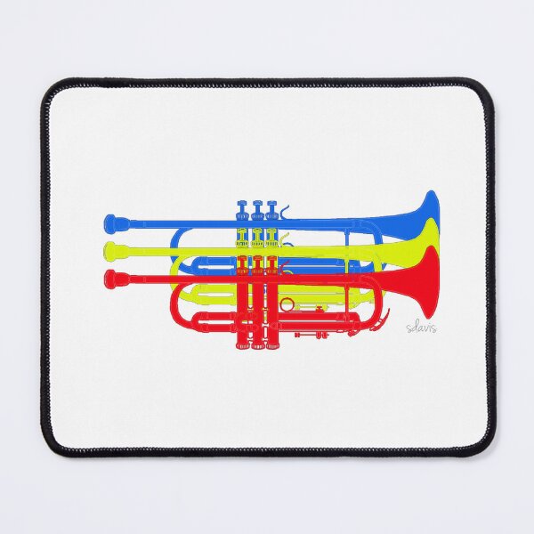 Item preview, Three Trumpets blue yellow red designed and sold by mandalafractal.