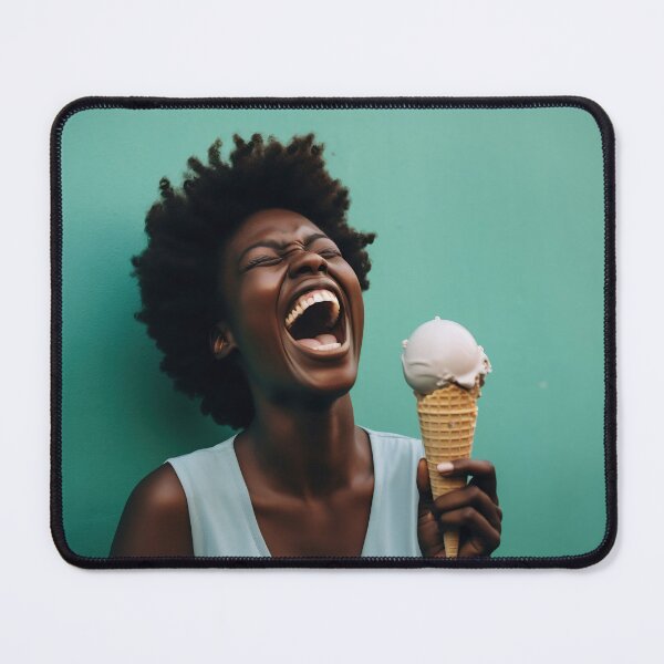 Item preview, Happy woman eats ice cream designed and sold by anytka.