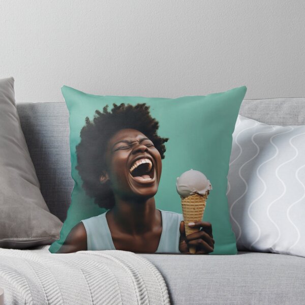 Item preview, Happy woman eats ice cream designed and sold by anytka.