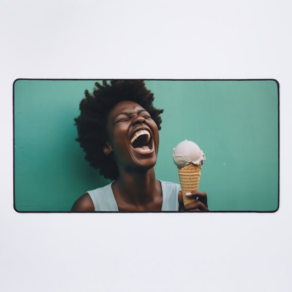 Item preview, Happy woman eats ice cream designed and sold by anytka.