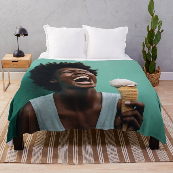 Item preview, Happy woman eats ice cream designed and sold by anytka.