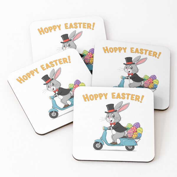 Item preview, Easter Bunny on Scooter with Eggs designed and sold by Drevorezkin.