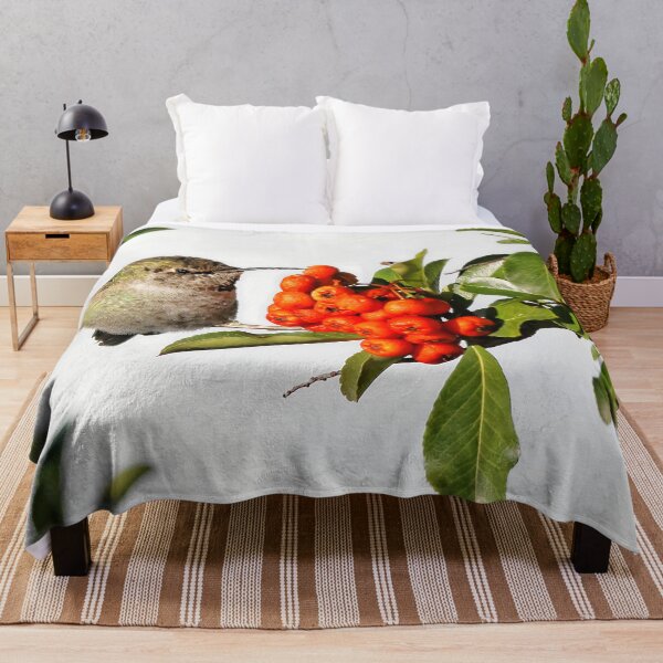 Item preview, Cute Anna's Hummingbird on the Scarlet Firethorn Bush designed and sold by walkswithnature.
