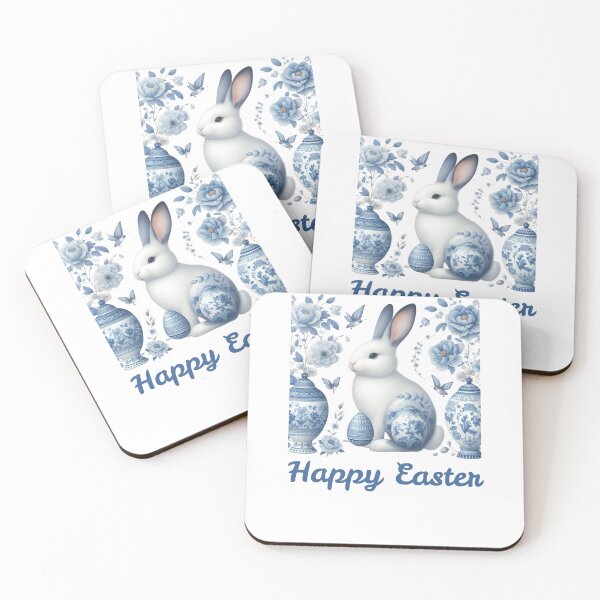 Item preview, Chinoiserie Easter Bunny – Blue & White Porcelain Floral Design designed and sold by MANIFESTHYPE - Fashion and Accessories.